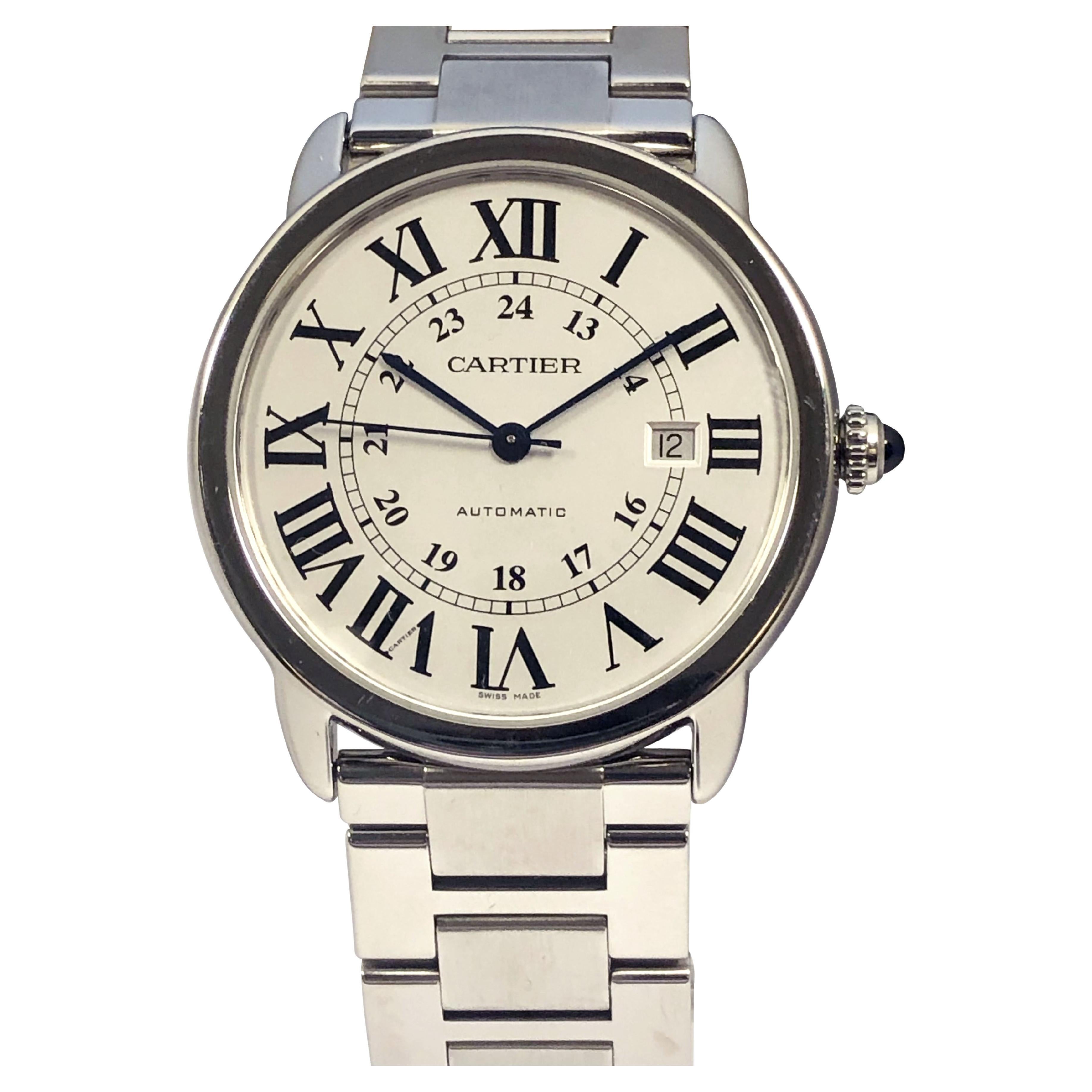 Cartier Ronde Solo Ref 3517 Large Steel Automatic Wrist Watch