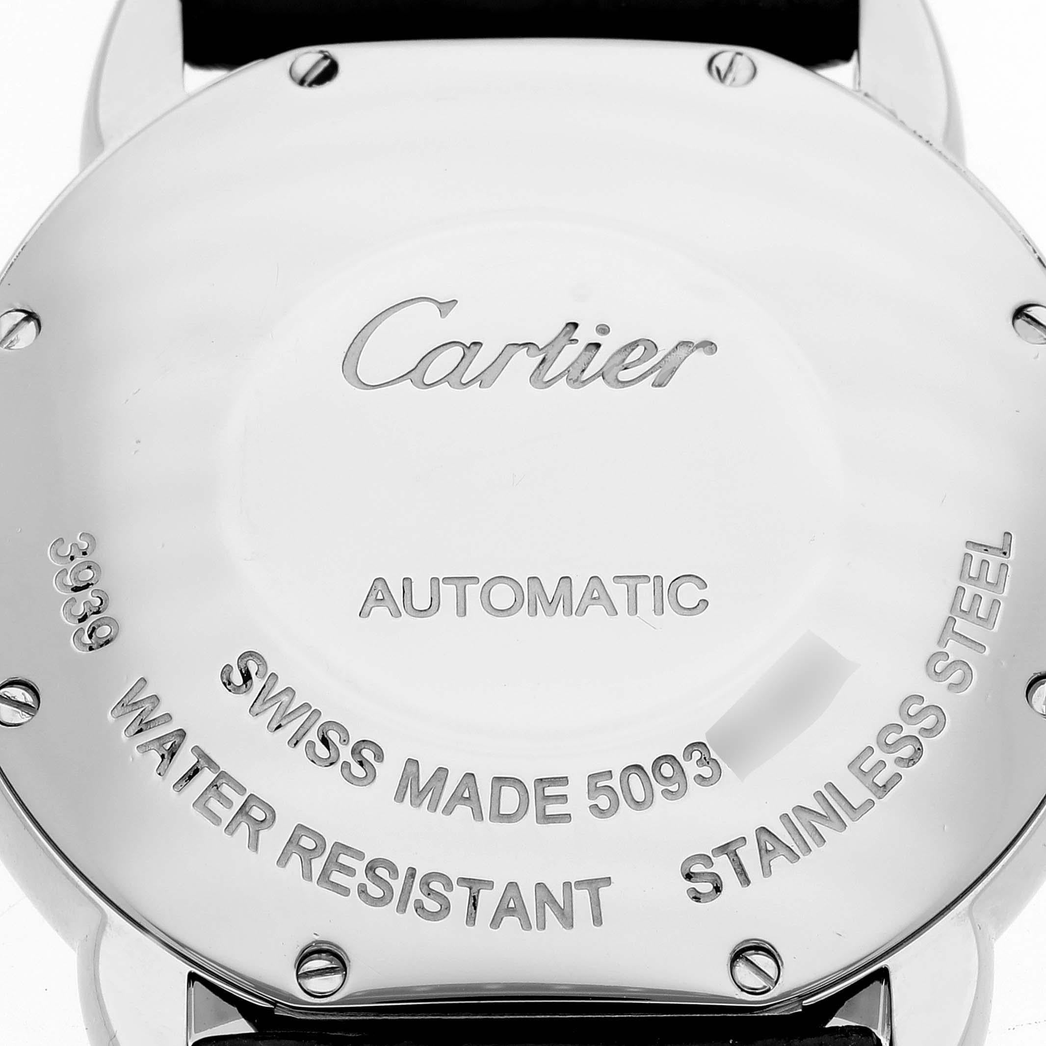 Cartier Ronde Solo Silver Dial Black Strap Automatic Watch WSRN0021 In Excellent Condition In Atlanta, GA