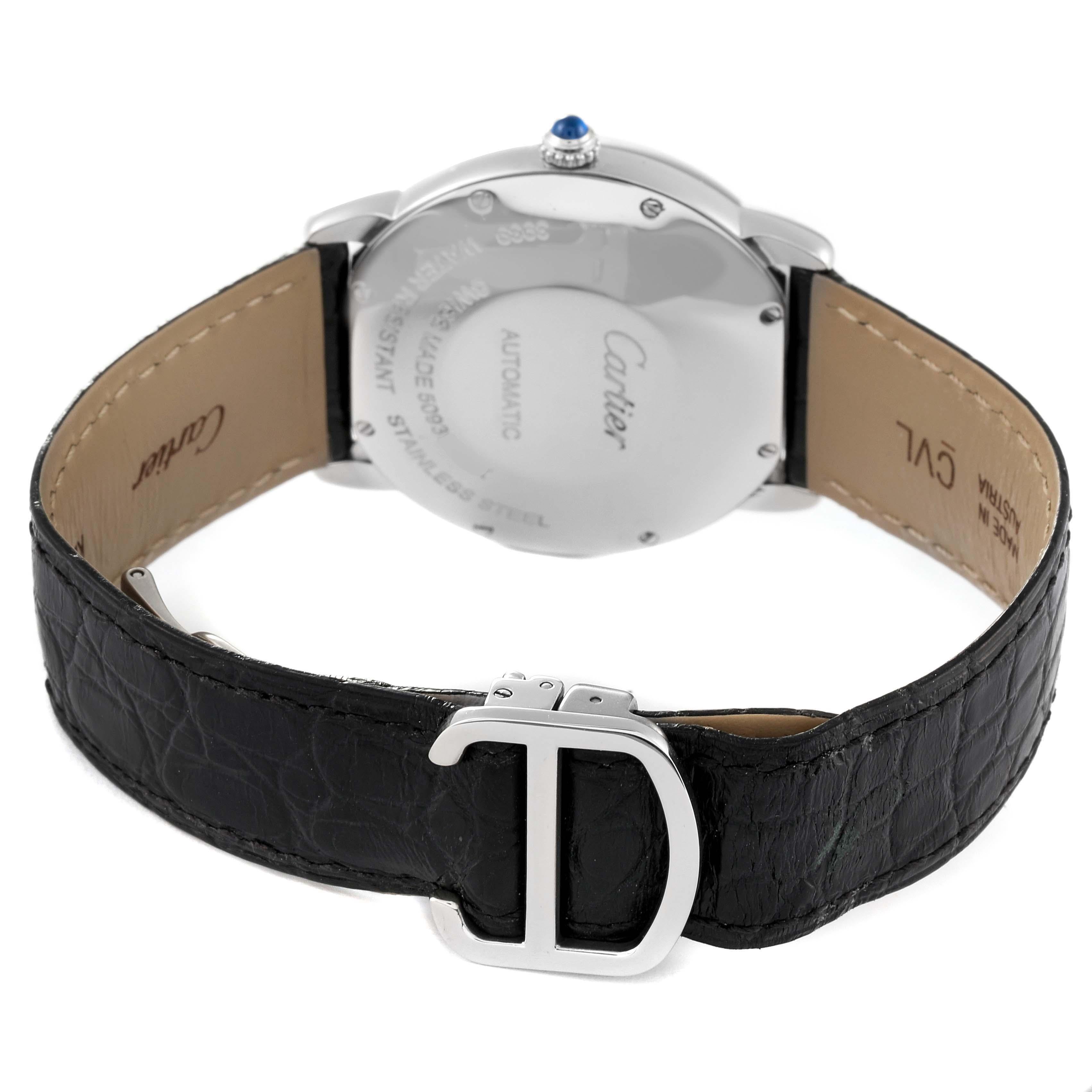 Men's Cartier Ronde Solo Silver Dial Black Strap Automatic Watch WSRN0021
