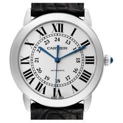 Cartier Ronde Solo Silver Dial Black Strap Automatic Watch WSRN0021