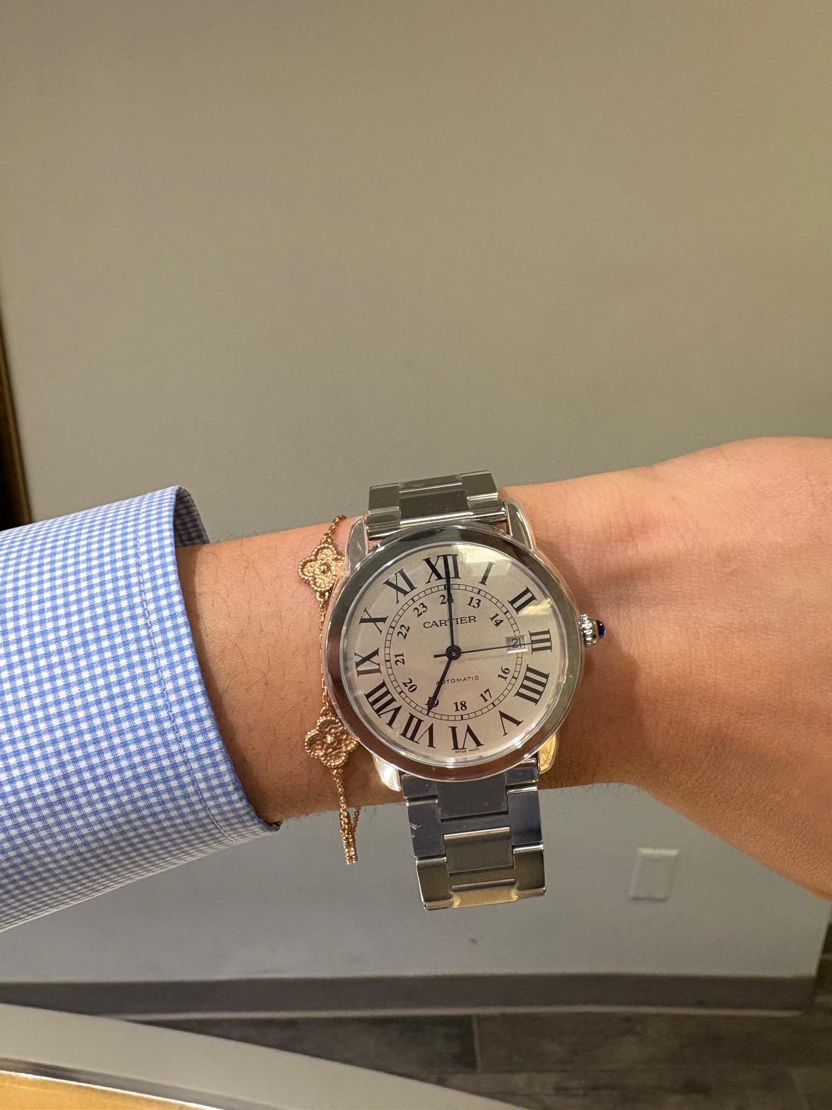 Reloj de pulsera automático de acero Cartier Ronde Solo en venta 1