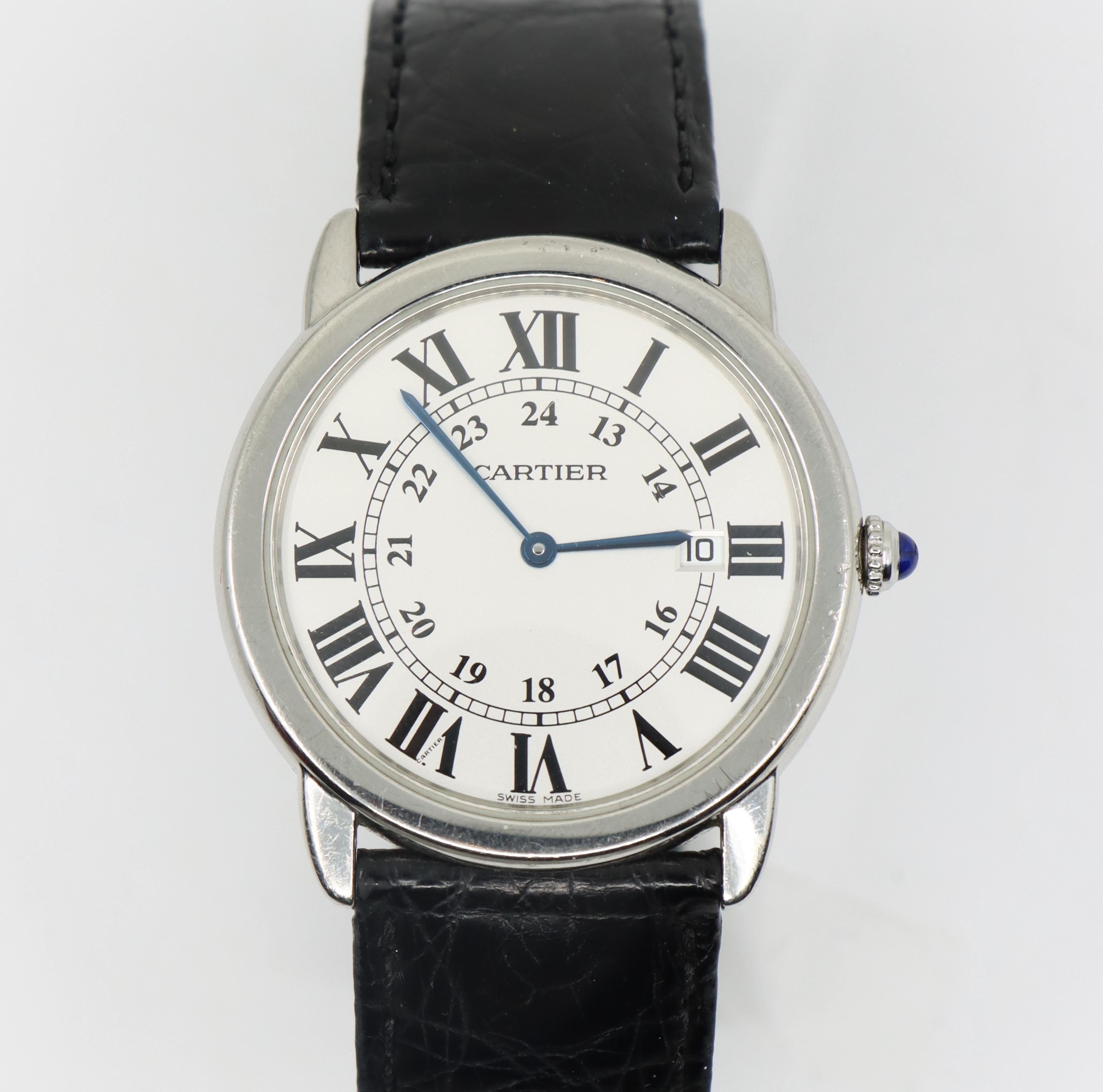 Montre Cartier Ronde Solo Bon état à Flushing, NY