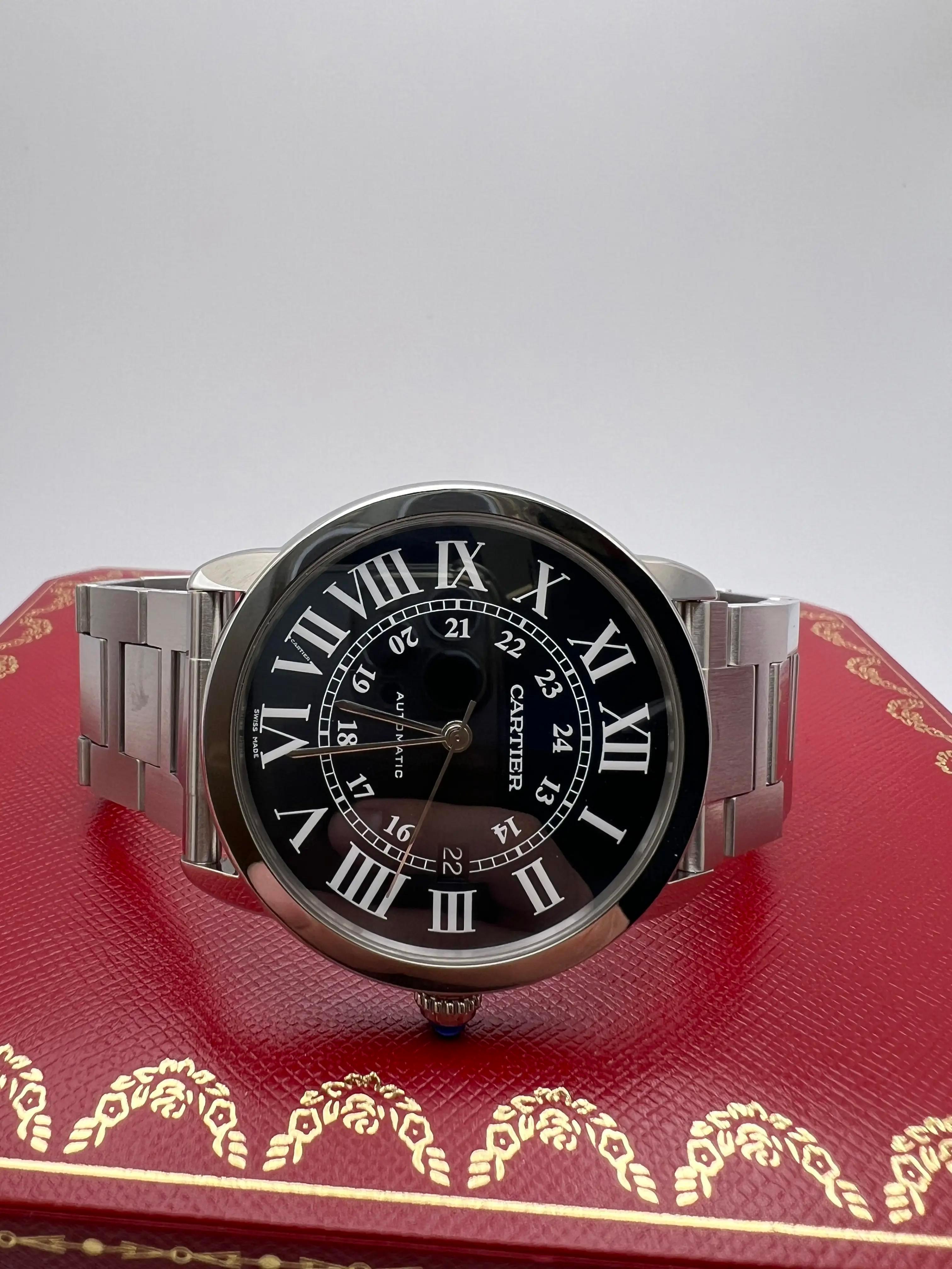 Cartier Ronde Solo XL 42mm Quadrante Blu Automatico Box Papers WSRN0023 In condizioni ottime in vendita a New York, NY