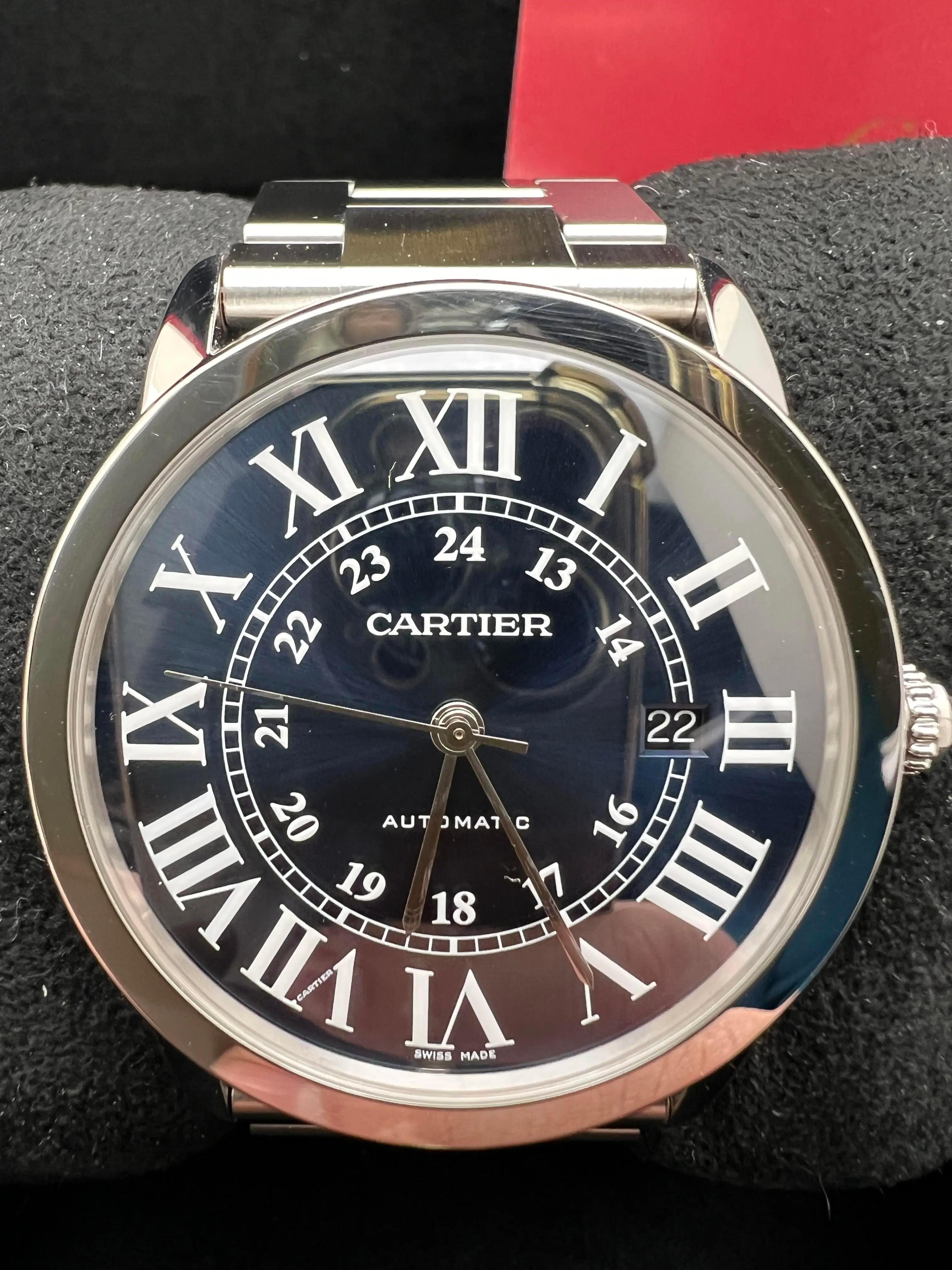 da uomo o donna Cartier Ronde Solo XL 42mm Quadrante Blu Automatico Box Papers WSRN0023 in vendita