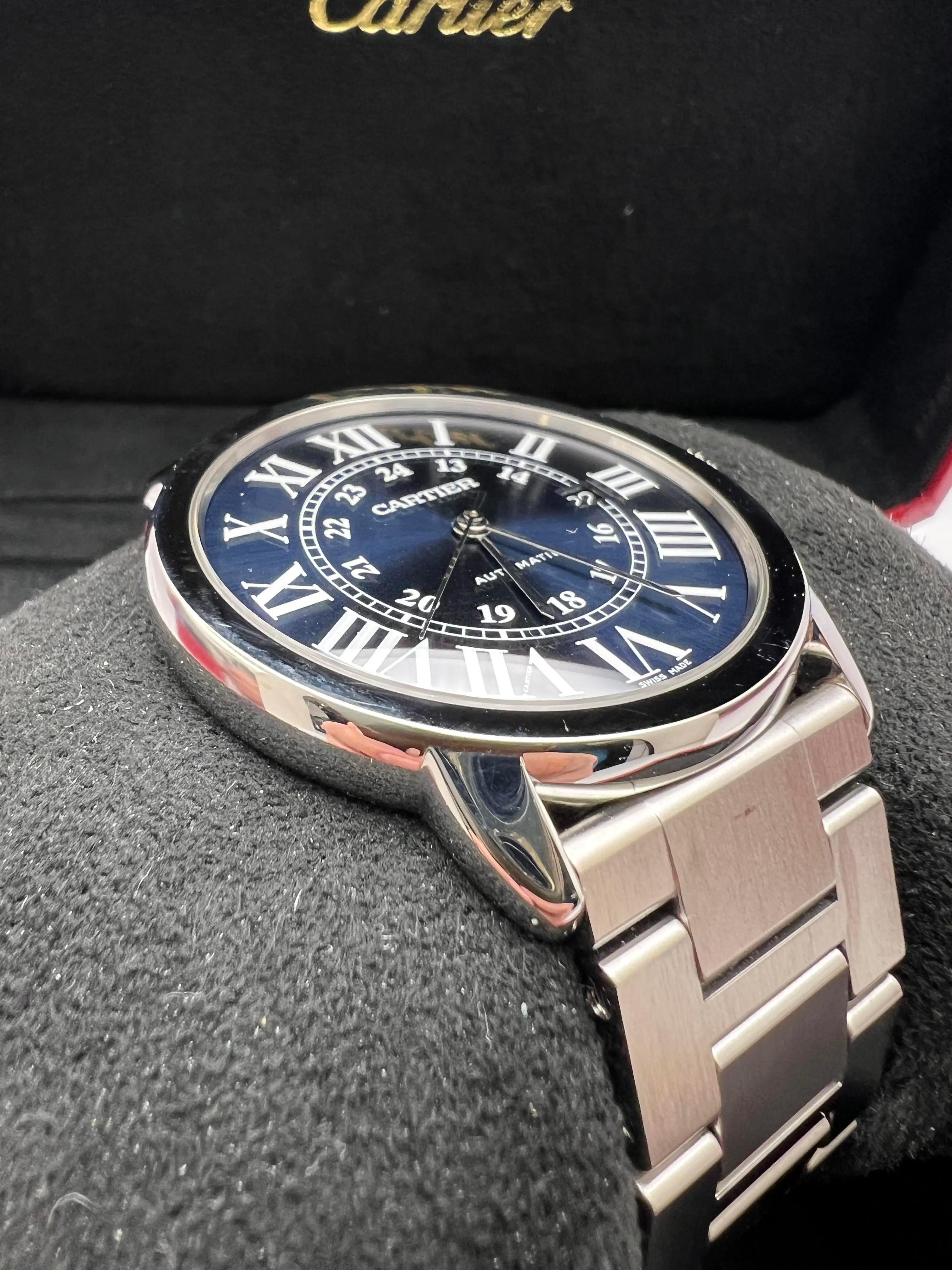 Cartier Ronde Solo XL 42mm Quadrante Blu Automatico Box Papers WSRN0023 in vendita 3