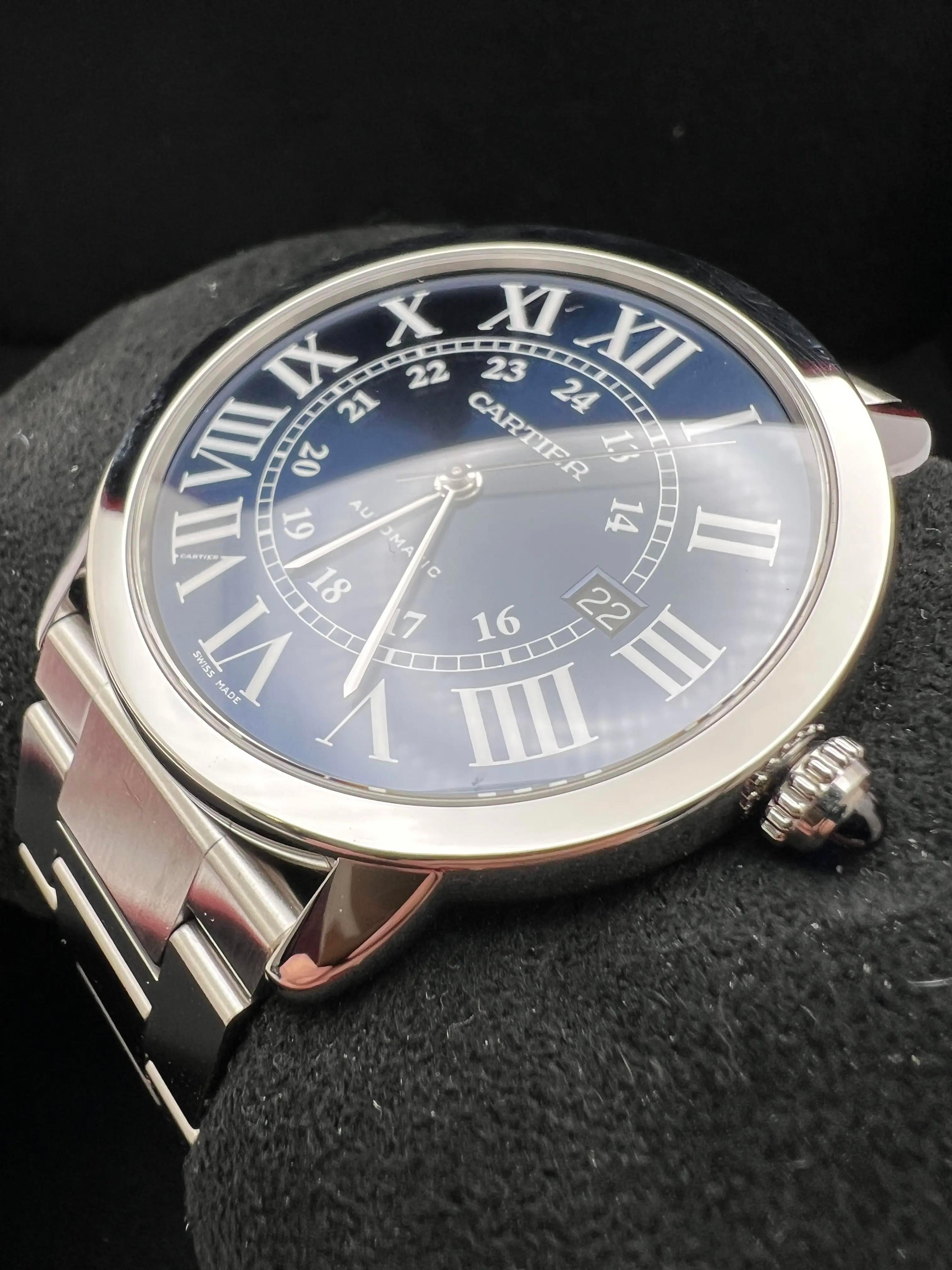 Cartier Ronde Solo XL 42mm Quadrante Blu Automatico Box Papers WSRN0023 in vendita 4