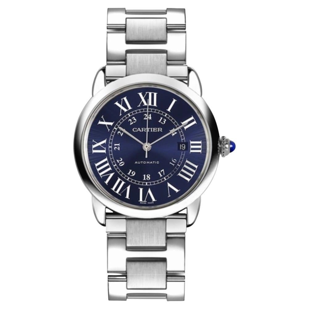 Cartier Ronde Solo XL 42mm blaues Zifferblatt automatische Box Papiere WSRN0023