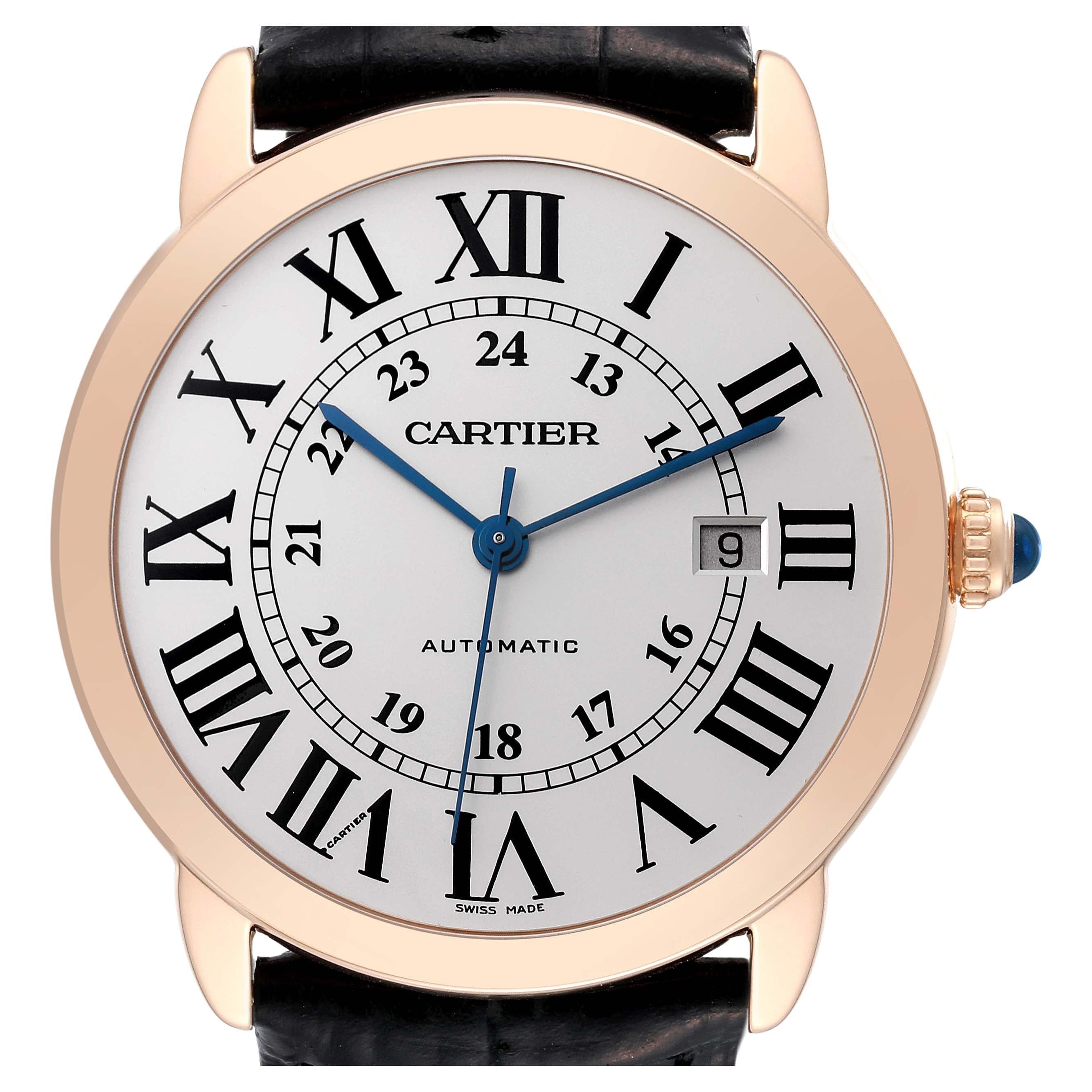 Cartier Ronde Solo XL Automatic Rose Gold Steel Mens Watch W6701009 For Sale