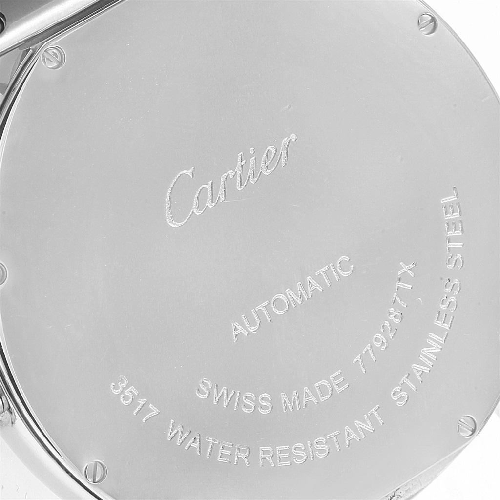 Cartier Ronde Solo XL Automatic Steel Mens Watch W6701011. Automatic self-winding movement. Stainless steel case 42.0 mm in diameter. Circular grained crown set with the blue spinel cabochon. Scratch resistant sapphire crystal. Silvered opaline