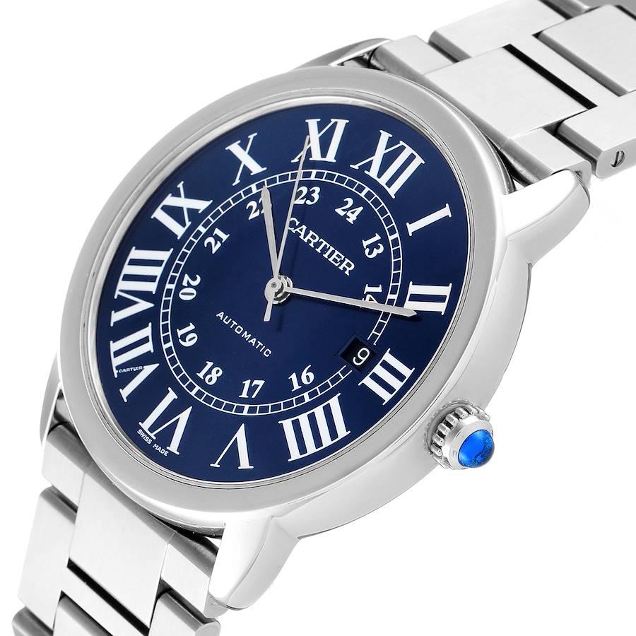 Cartier Ronde Solo XL Blue Dial Automatic Steel Mens Watch WSRN0023 Box  Papers For Sale at 1stDibs