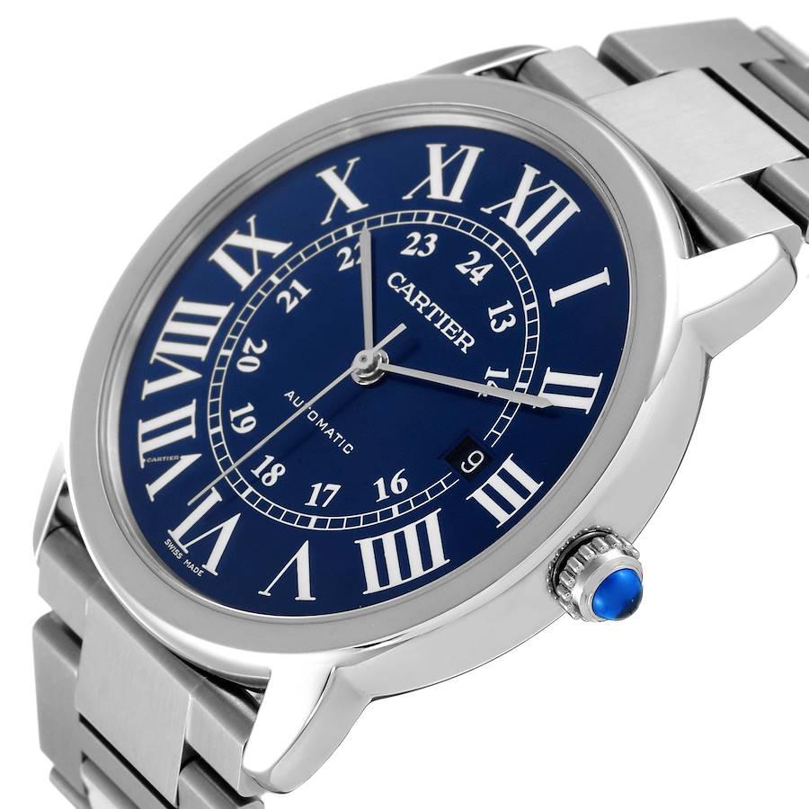 Cartier Ronde Solo XL Blaues Zifferblatt Automatik-Stahl-Herrenuhr WSRN0023 2