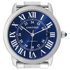Cartier Ronde Solo XL Blue Dial Automatic Steel Mens Watch WSRN0023
