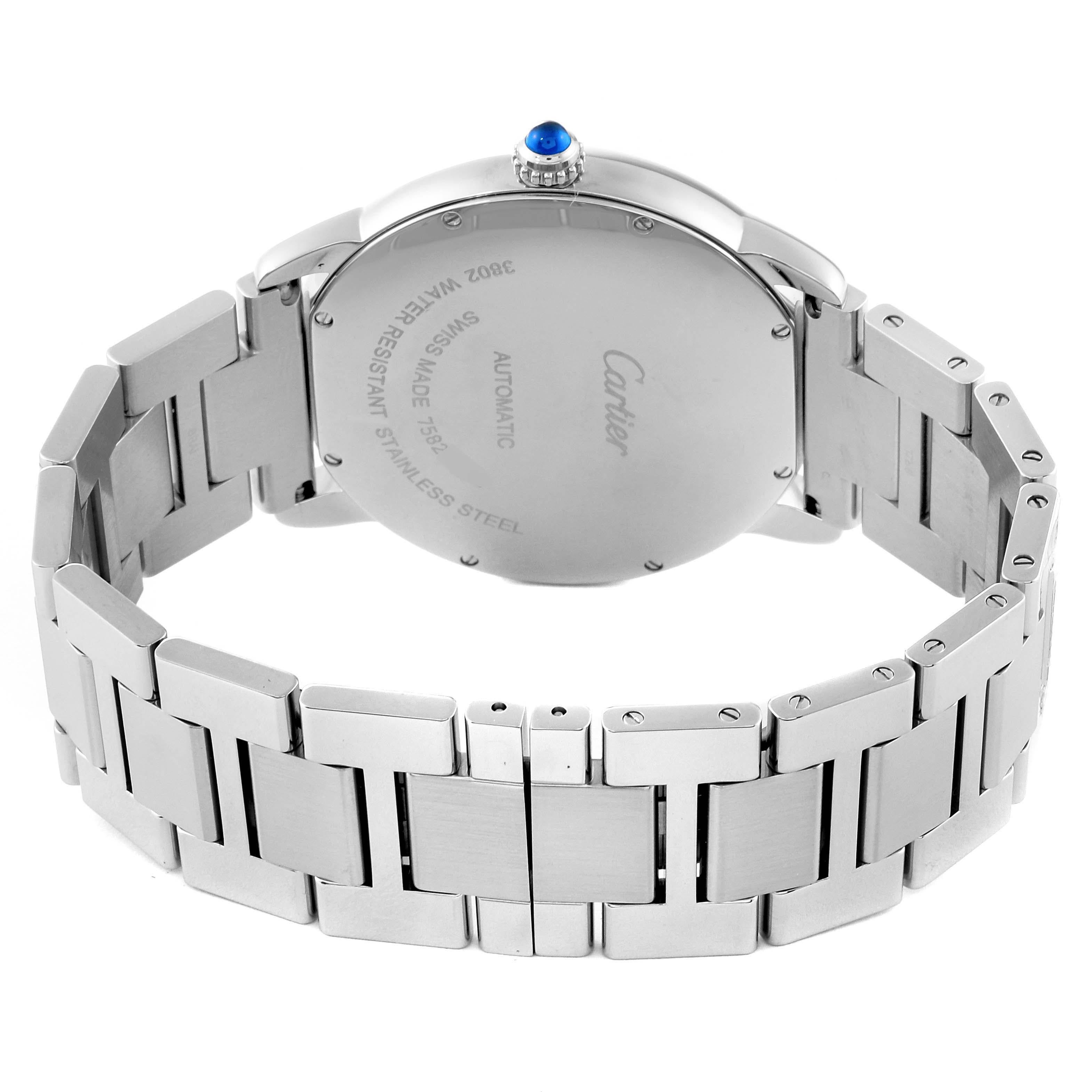 Cartier Ronde Solo XL Montre automatique pour hommes avec cadran argenté W6701011 carte en vente 1