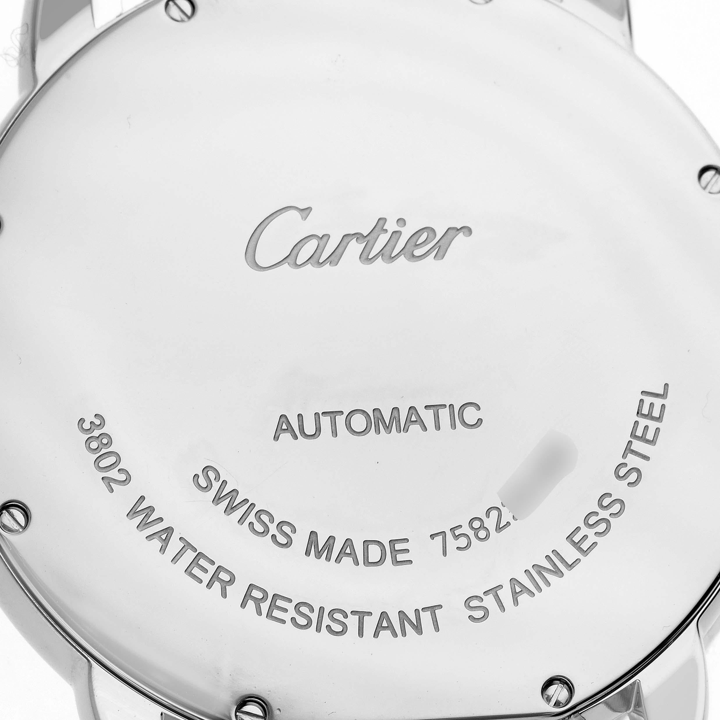 Cartier Ronde Solo XL Automatik-Herrenuhr W6701011 mit silbernem Zifferblatt und Kartenetui im Angebot 4