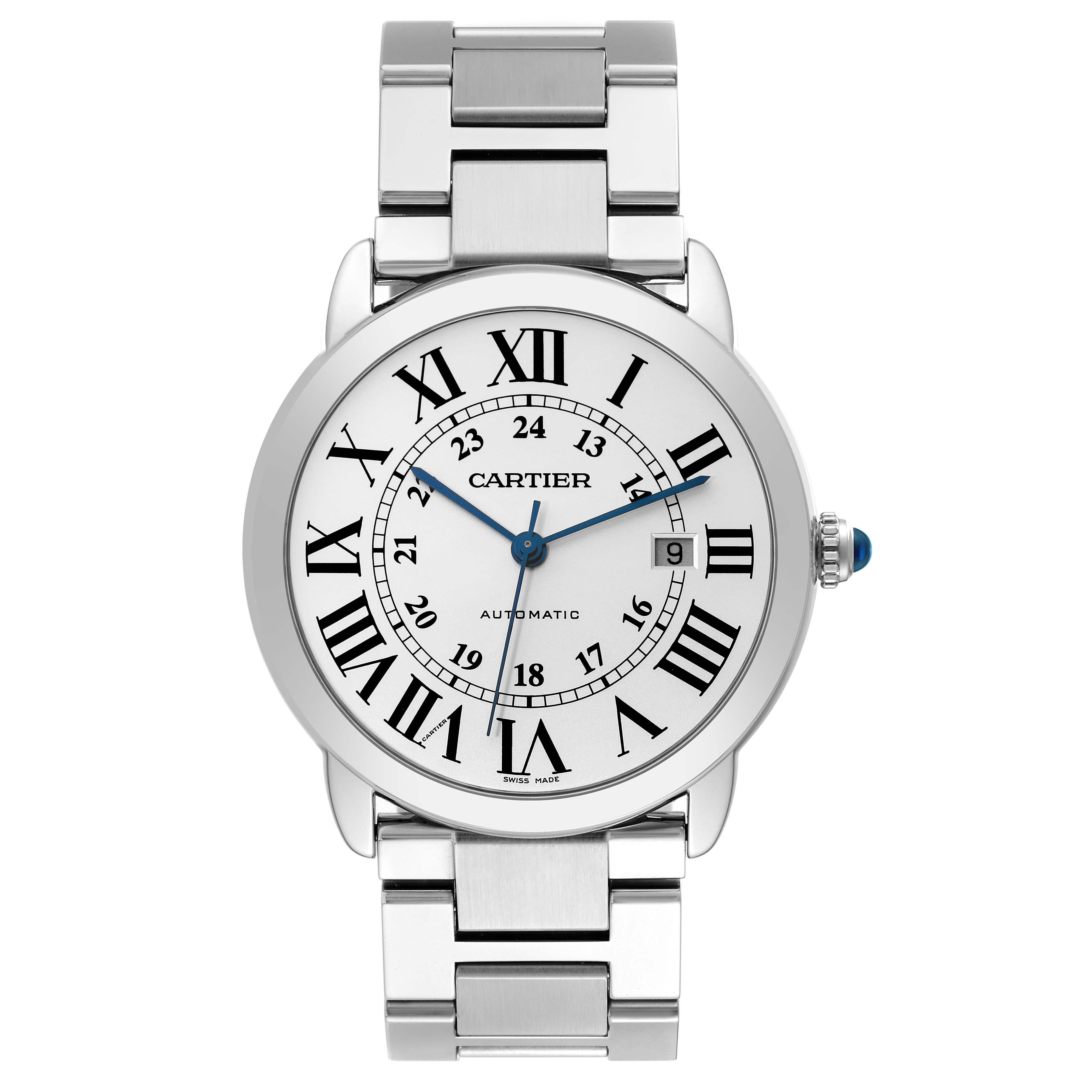 Cartier Ronde Solo XL Silver Dial Automatic Mens Watch W6701011 Card For Sale 4