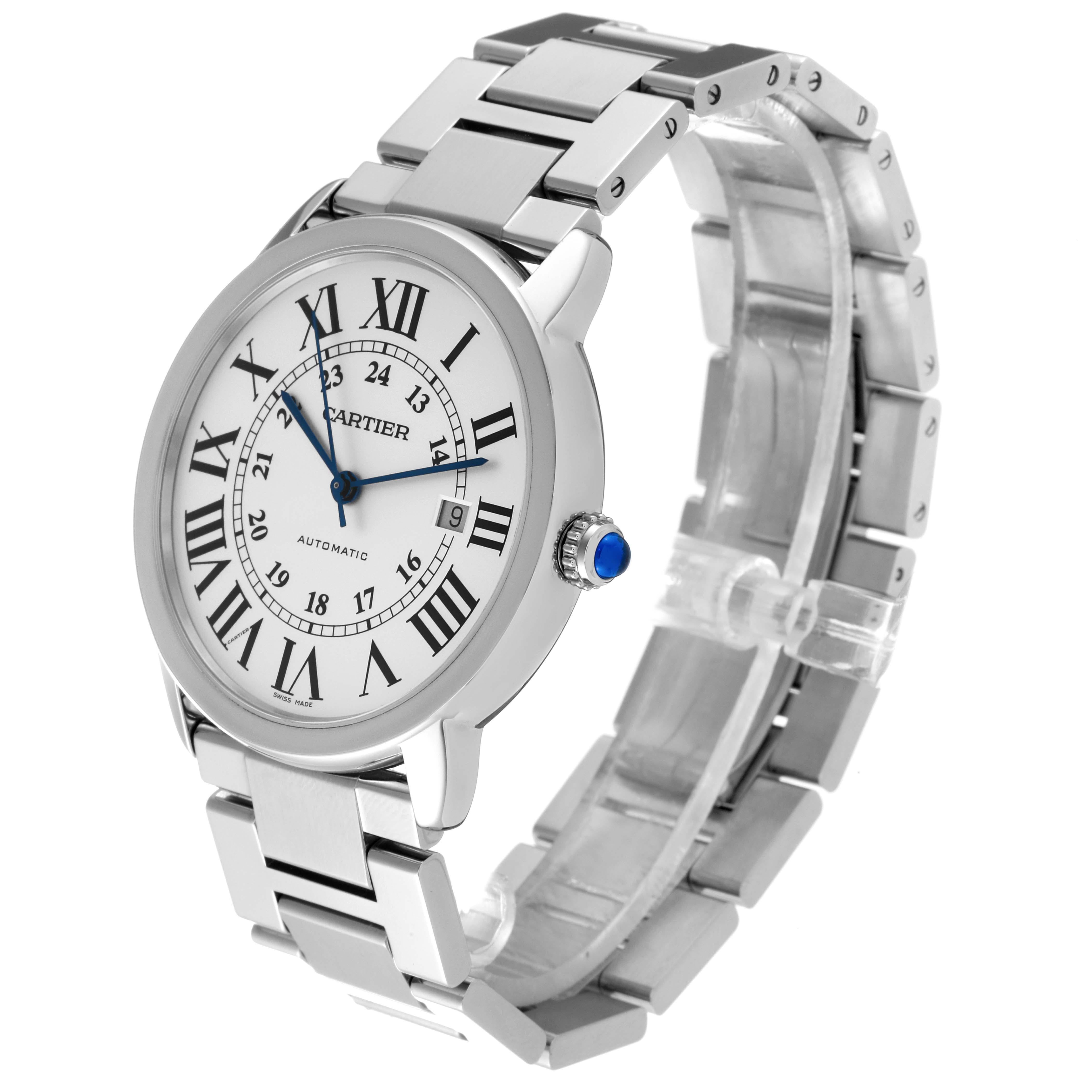 Cartier Ronde Solo XL Silver Dial Automatic Mens Watch W6701011 Card For Sale 5