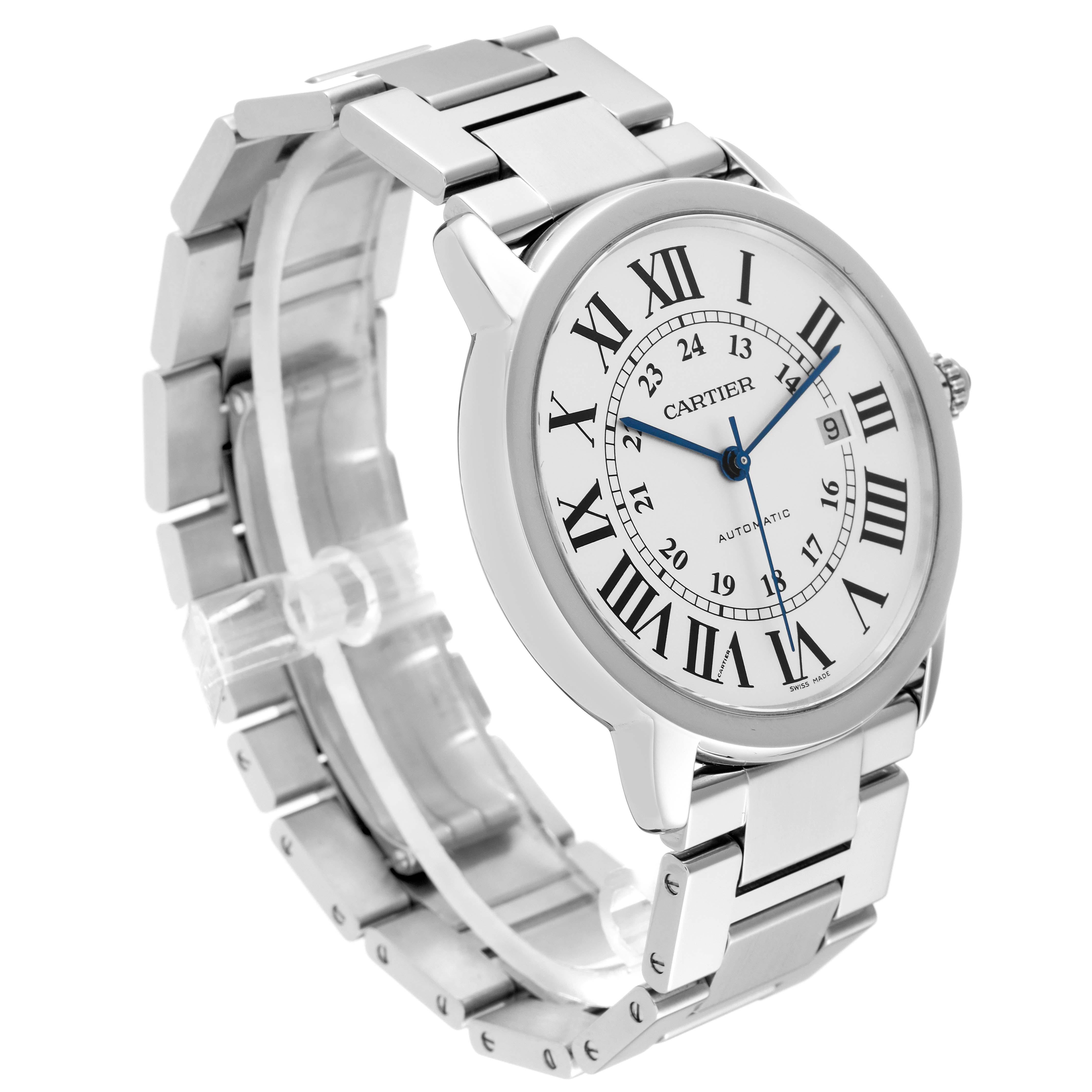 Cartier Ronde Solo XL Silver Dial Automatic Steel Mens Watch W6701011 For Sale 1