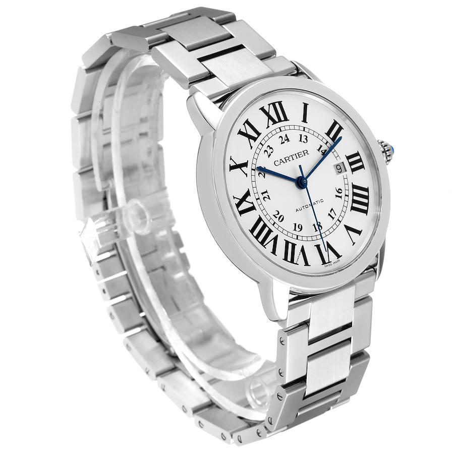 Cartier Montre Ronde Solo XL avec cadran automatique en acier et cadran argenté avec carte boîte W6701011 Excellent état à Atlanta, GA