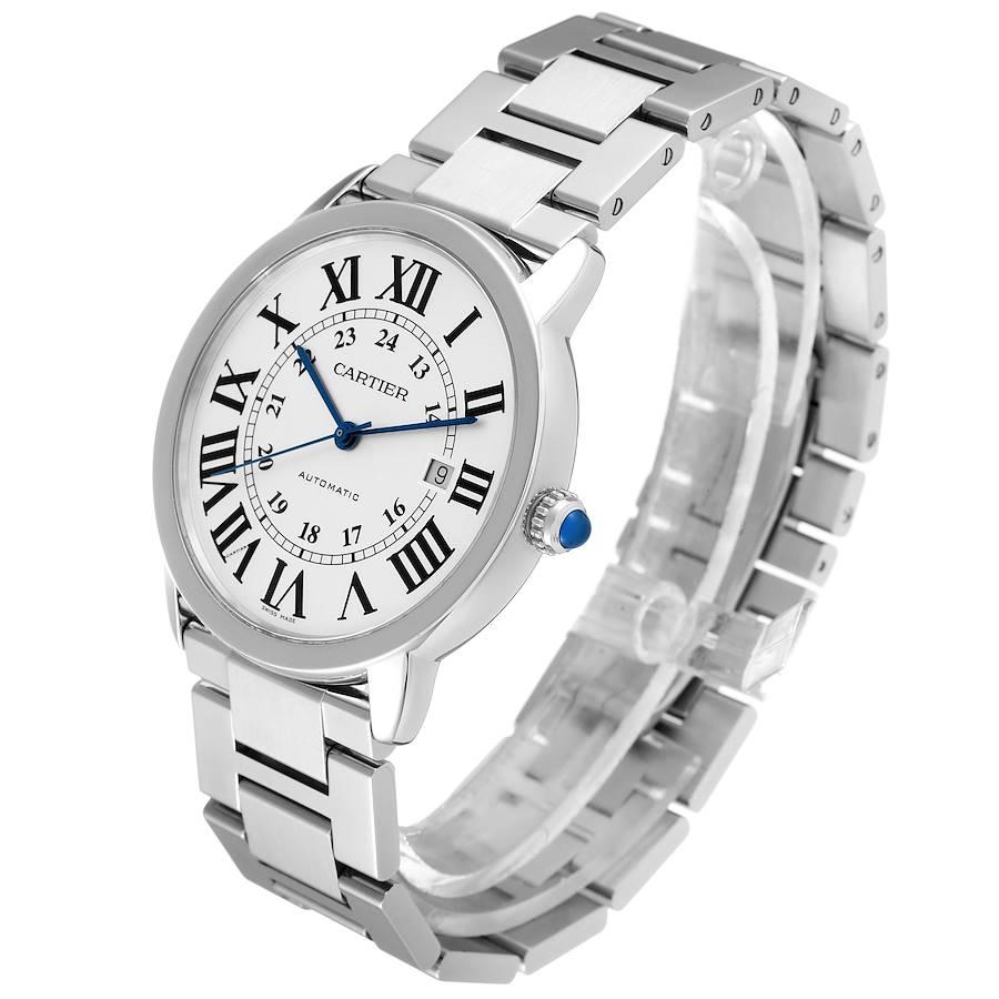  Cartier Montre Ronde Solo XL avec cadran automatique en acier et cadran argenté avec carte boîte W6701011 Pour hommes 