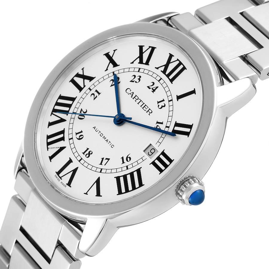 Cartier Montre Ronde Solo XL avec cadran automatique en acier et cadran argenté avec carte boîte W6701011 1