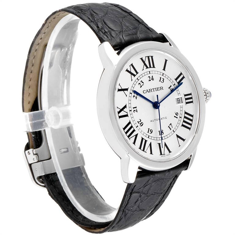 Cartier Ronde Solo XL Silver Dial Black Strap Men's Watch ...