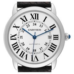Cartier Ronde Solo XL Silver Dial Black Strap Mens Watch W6701010