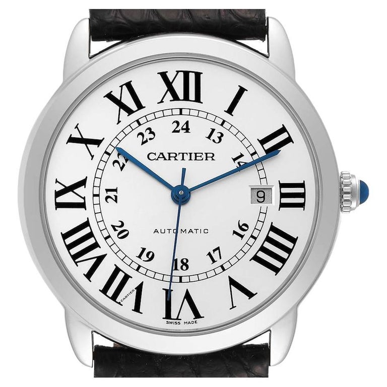 Cartier Ronde Solo XL Silver Dial Black Strap Mens Watch W6701010 For Sale  at 1stDibs