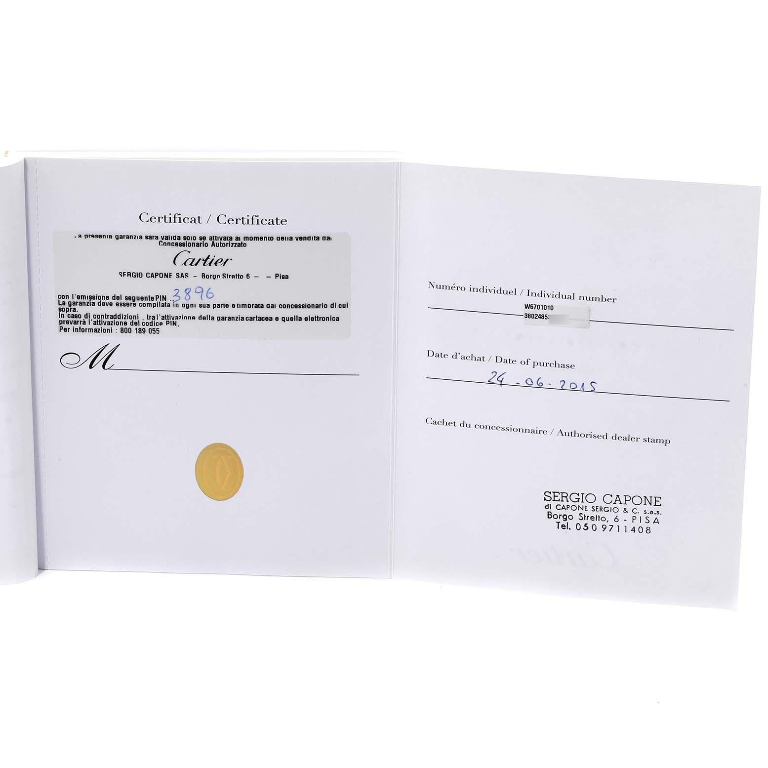 Cartier Ronde Solo XL Silber Zifferblatt Stahl Herrenuhr W6701010 Papiere im Angebot 1