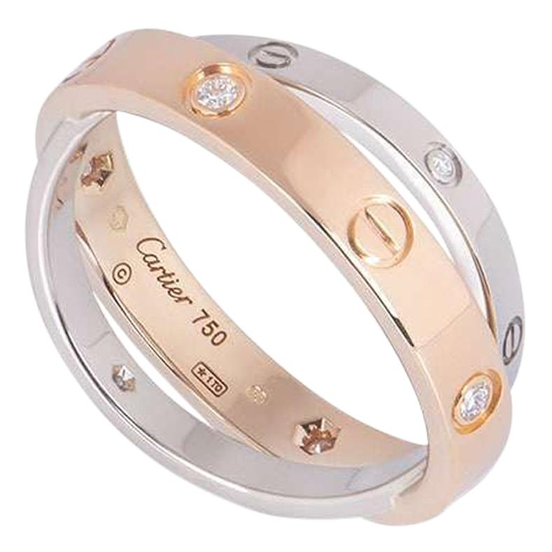 Cartier Rose and White Gold Half Diamond Love Ring B4094300