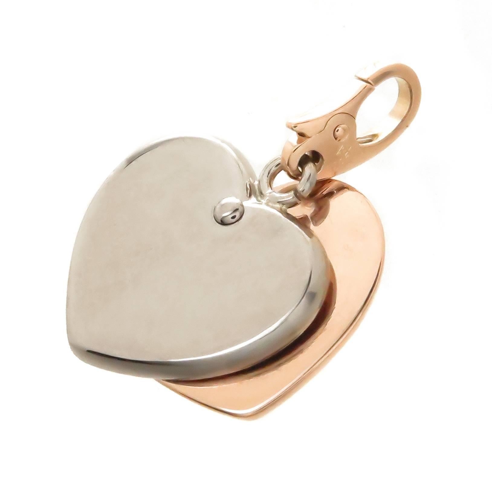 Cartier Rose and White Gold Heart Pendant Charm