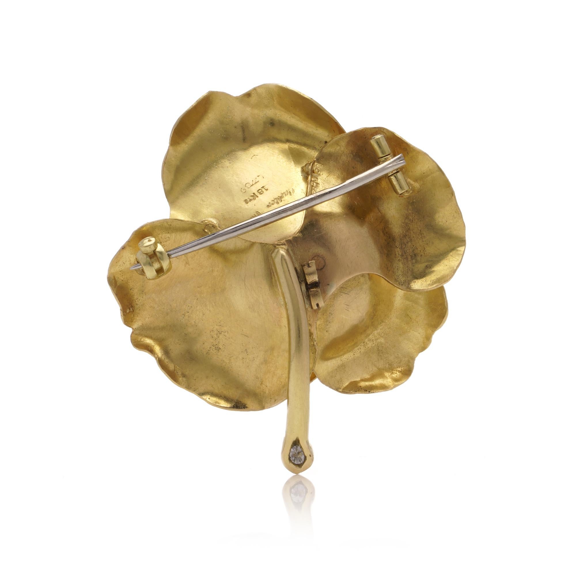 Cartier Flower Diamond and Pearl Brooch in 18kt Gold For Sale at 1stDibs