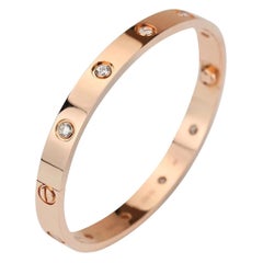 Cartier Rose Gold 10 Diamond Love Bracelet Size 17
