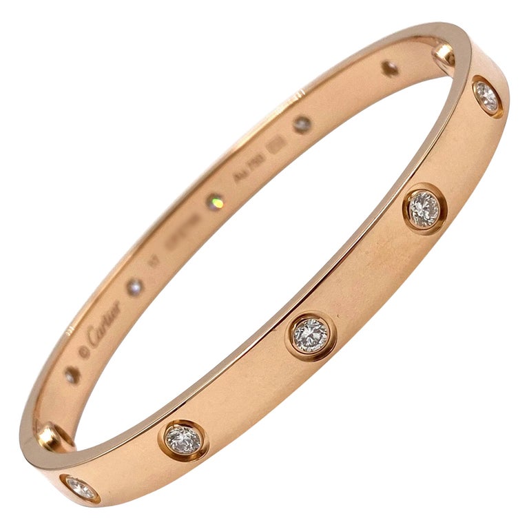 Cartier Rose Gold 10 Diamond Love Bracelet at 1stDibs  cartier au750  bracelet, cartier bracelet rose gold diamonds, au750 cartier