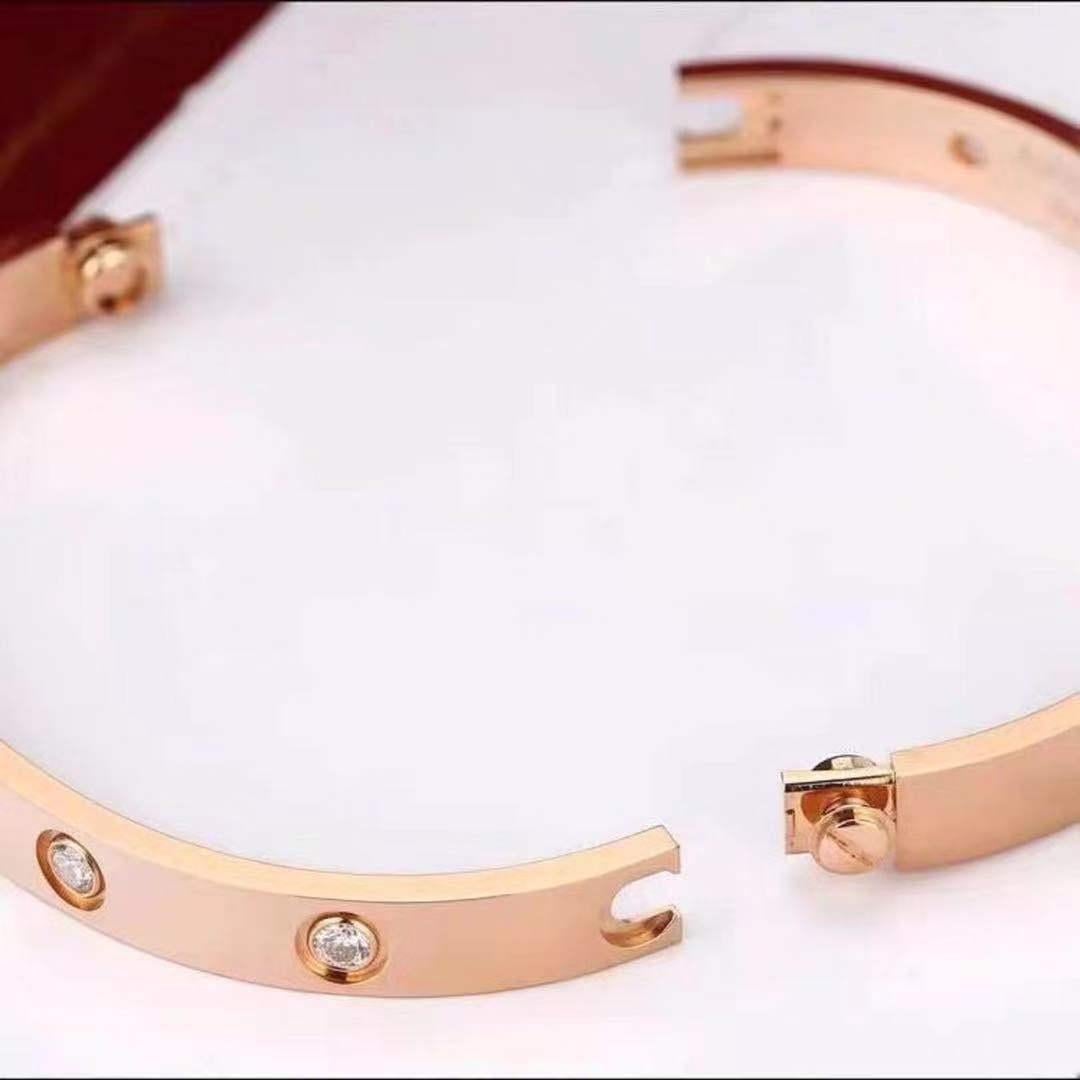 Cartier Rose Gold 10 Diamond Love Bracelet Size 17 In Excellent Condition In Banbury, GB