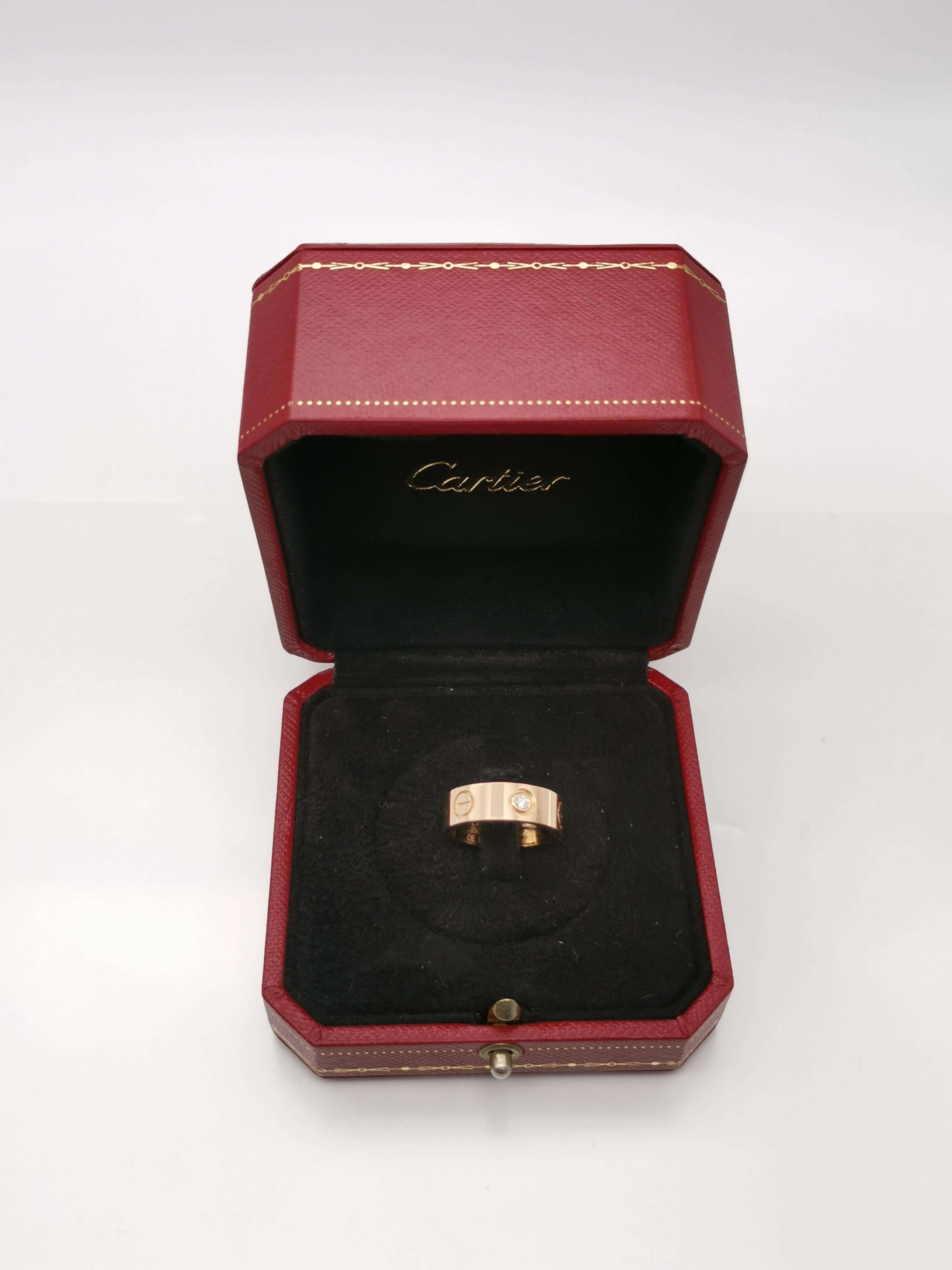 Cartier Rose Gold 1P Diamond Love Ring 3