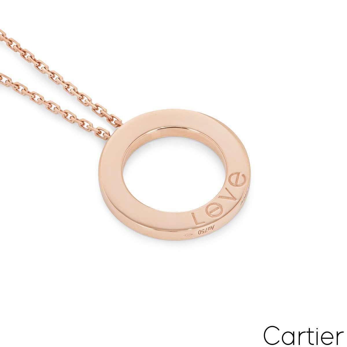 Cartier Rose Gold 3 Diamond Love Necklace B7014700 In Excellent Condition In London, GB
