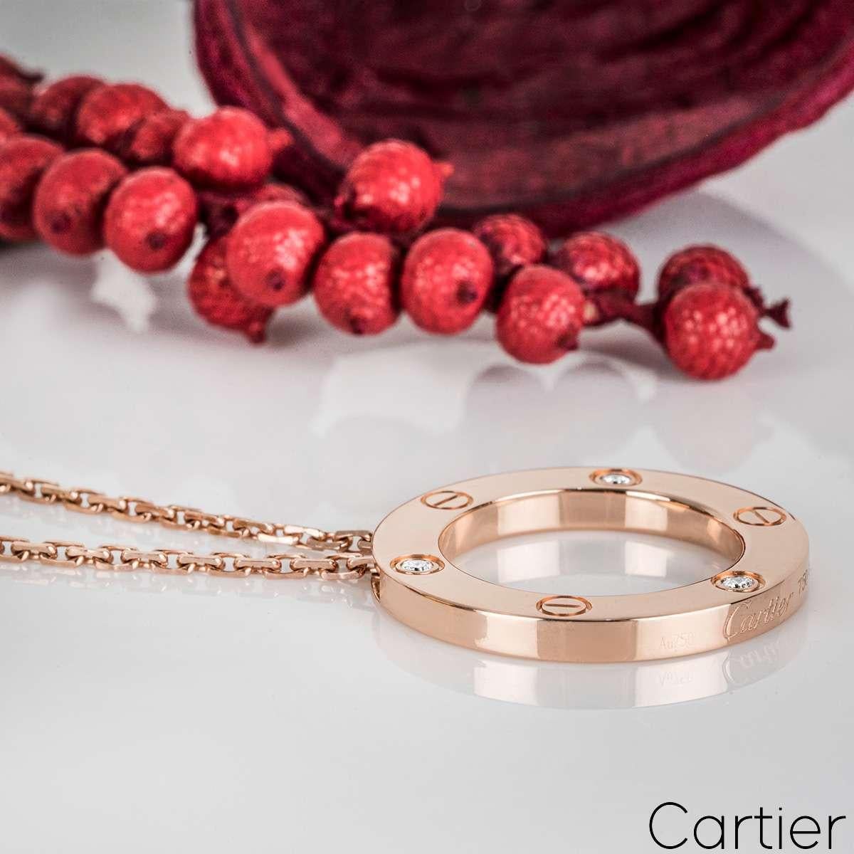 Cartier Rose Gold 3 Diamond Love Necklace B7014700 2
