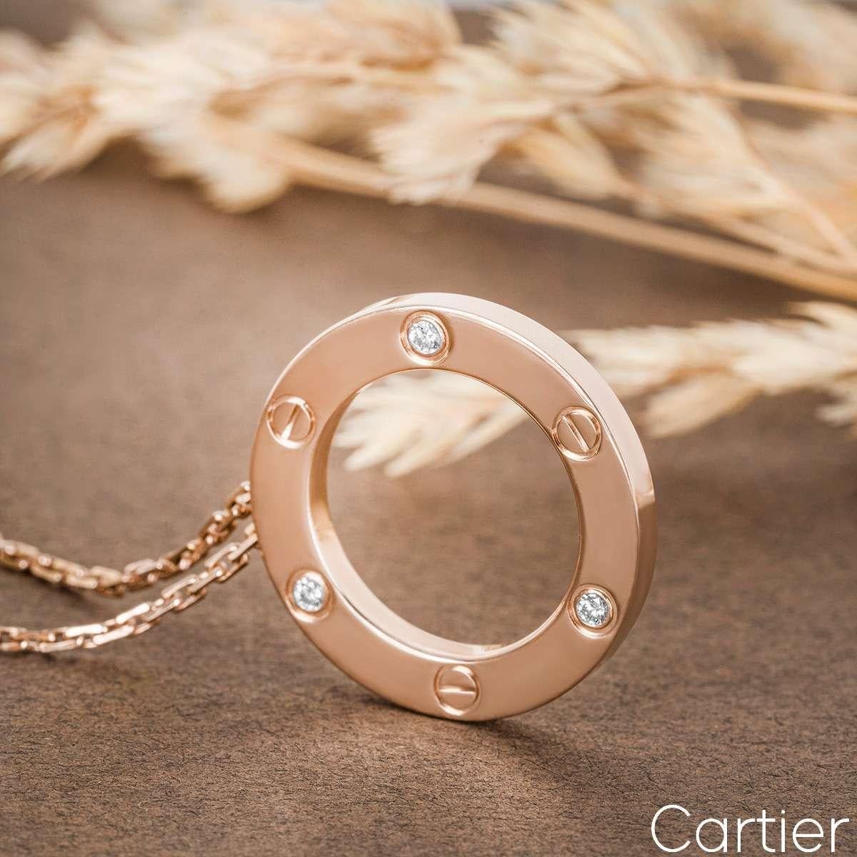 Cartier Rose Gold 3 Diamond Love Necklace B7014700 4
