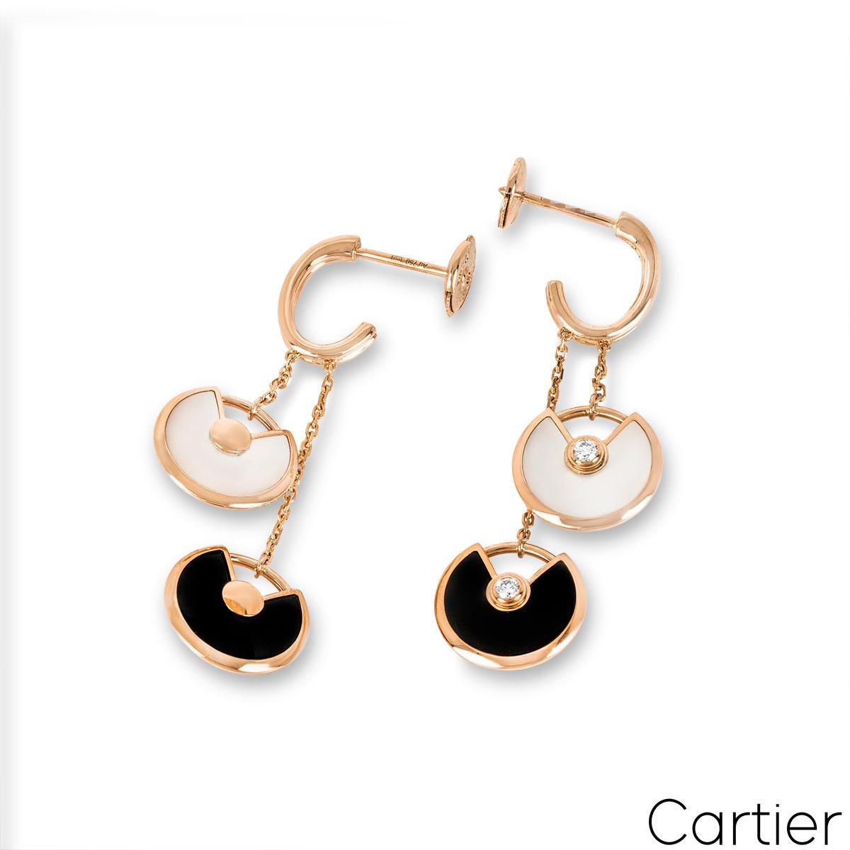 Round Cut Cartier Rose Gold Amulette De Cartier XS Earrings B8301251 For Sale