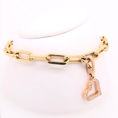 Cartier Rose Gold and Diamond Heart Charm on Yellow Gold Link Bracelet