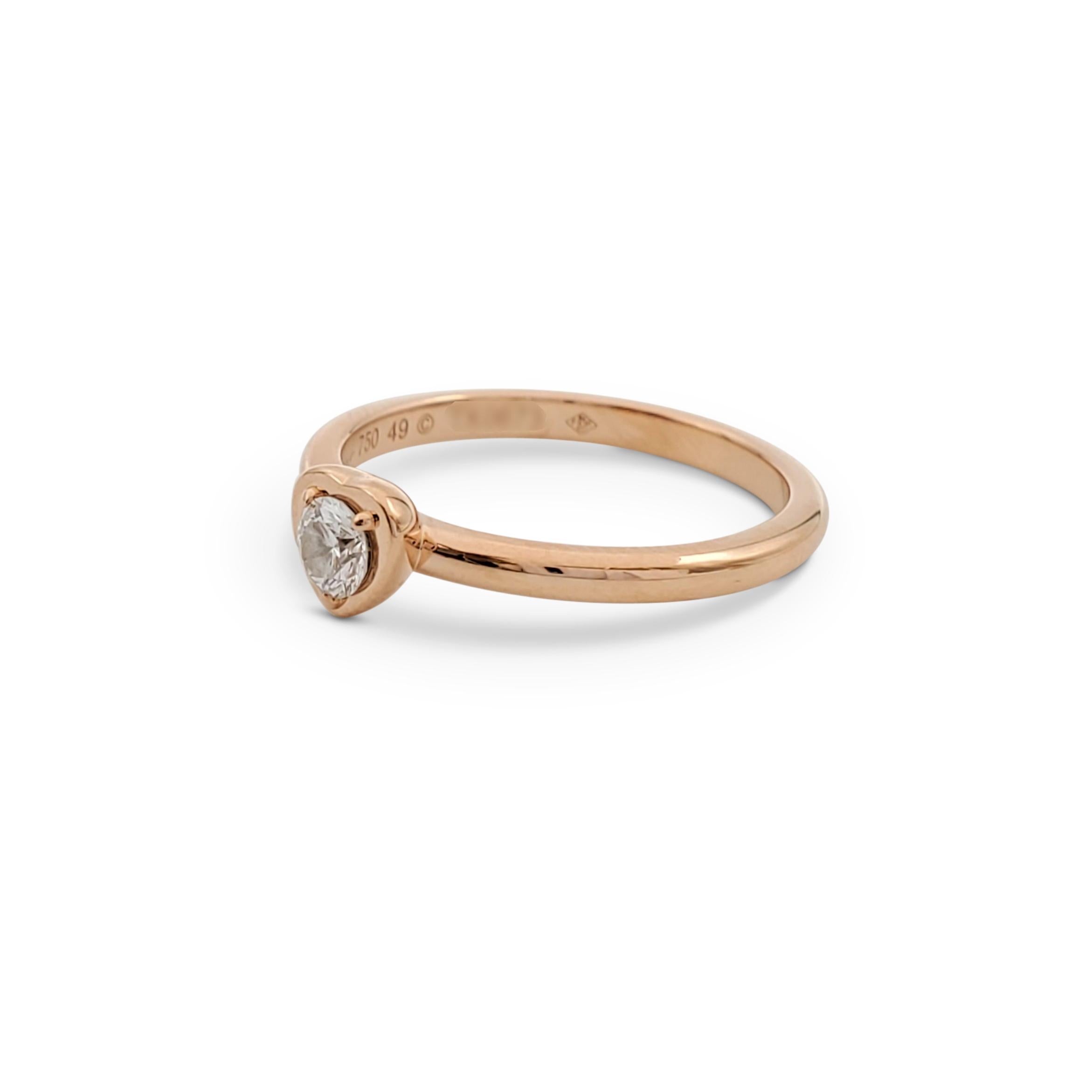 Round Cut Cartier Rose Gold and Diamond Solitaire Ring