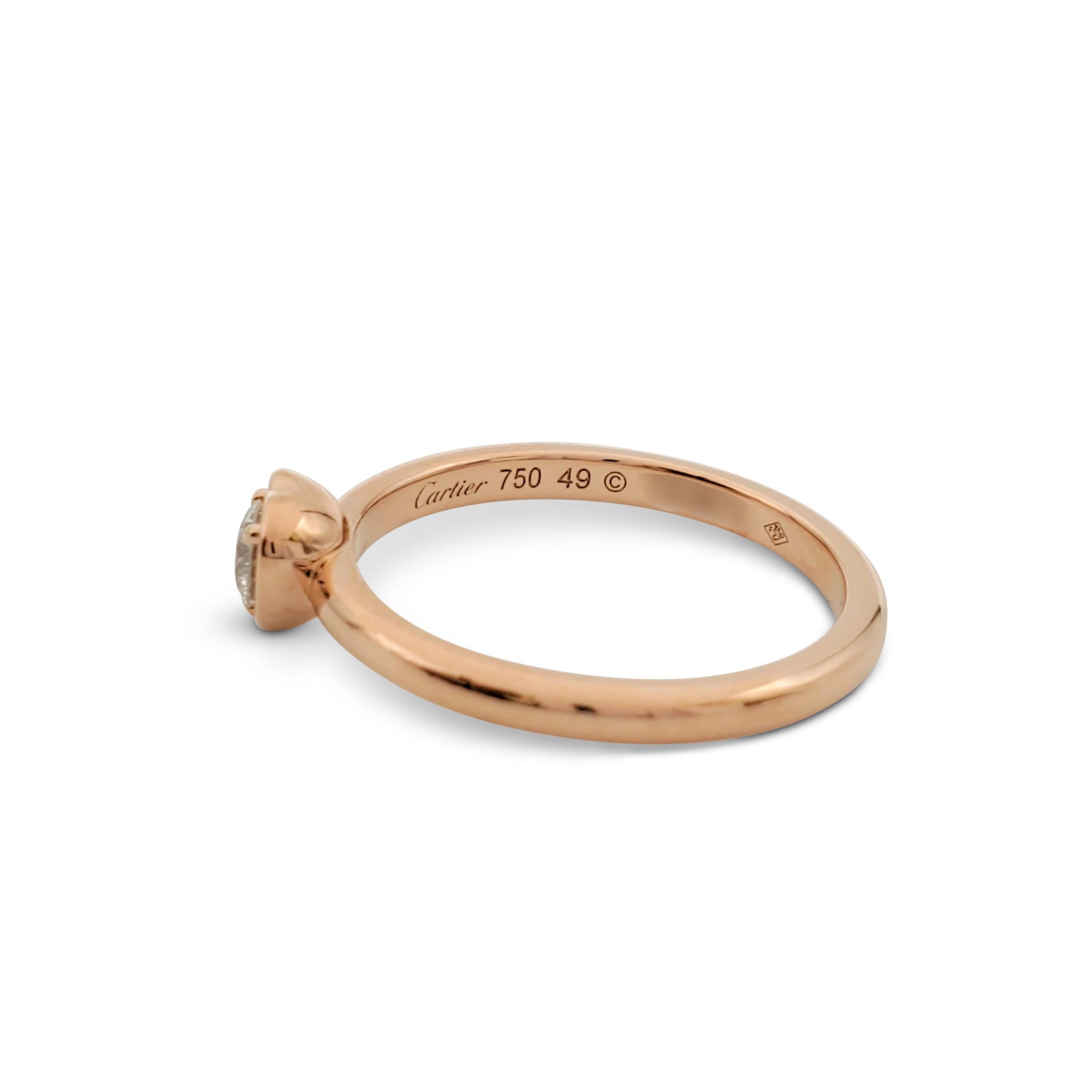 Women's Cartier Rose Gold and Diamond Solitaire Ring