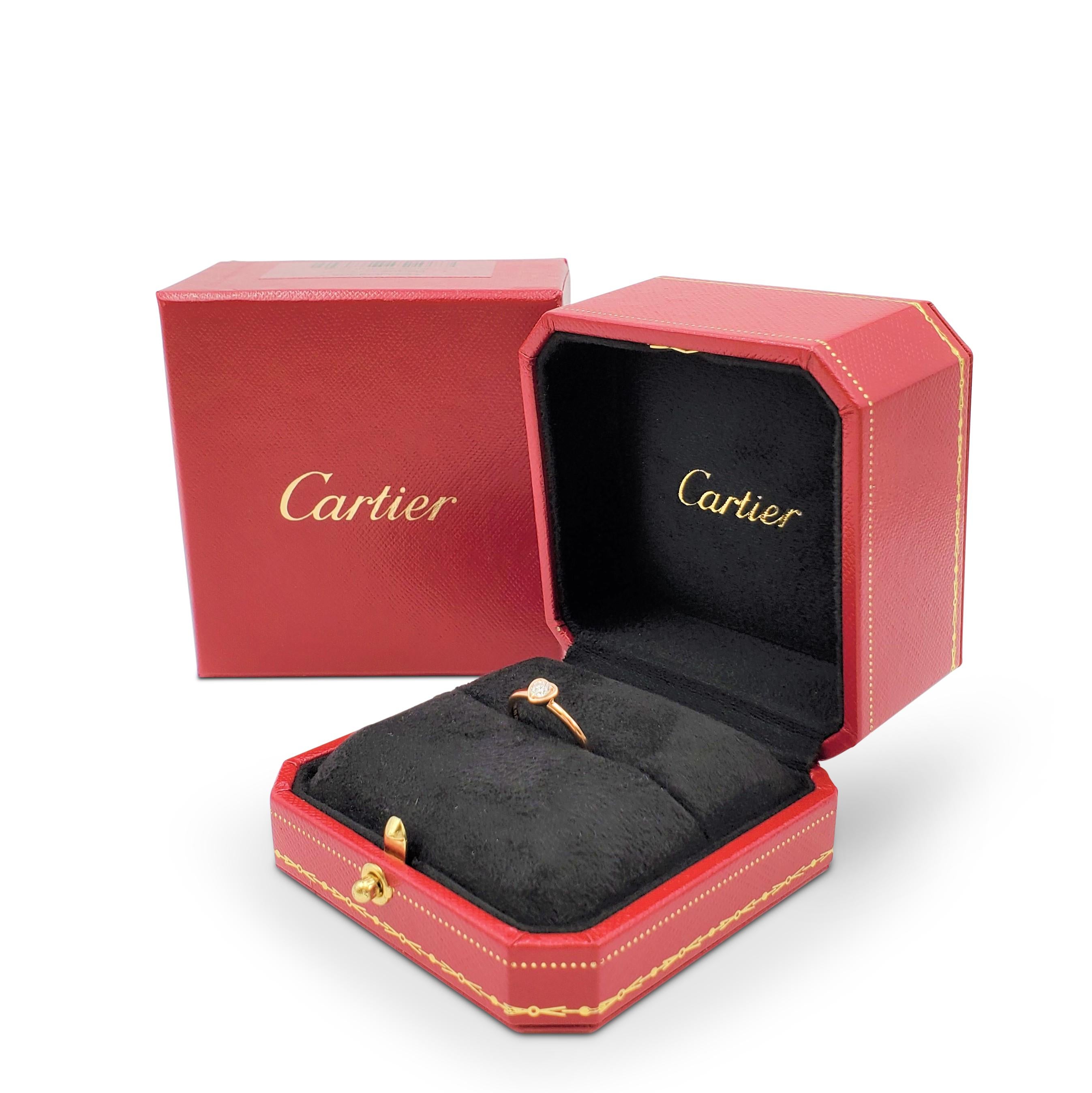 Cartier Rose Gold and Diamond Solitaire Ring 1