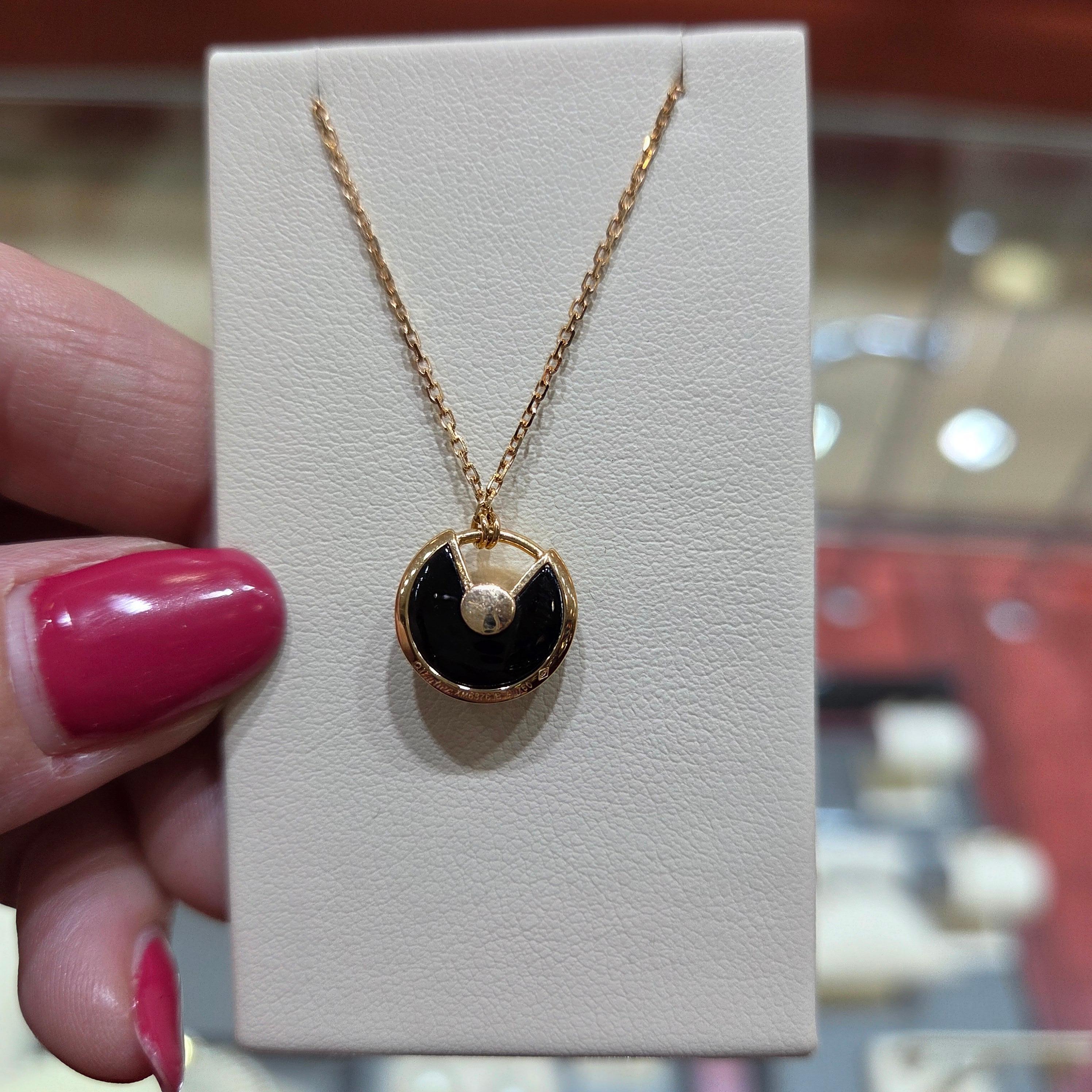 Cartier Rose Gold and Onyx Amulette Necklace In Good Condition For Sale In Coral Gables, FL