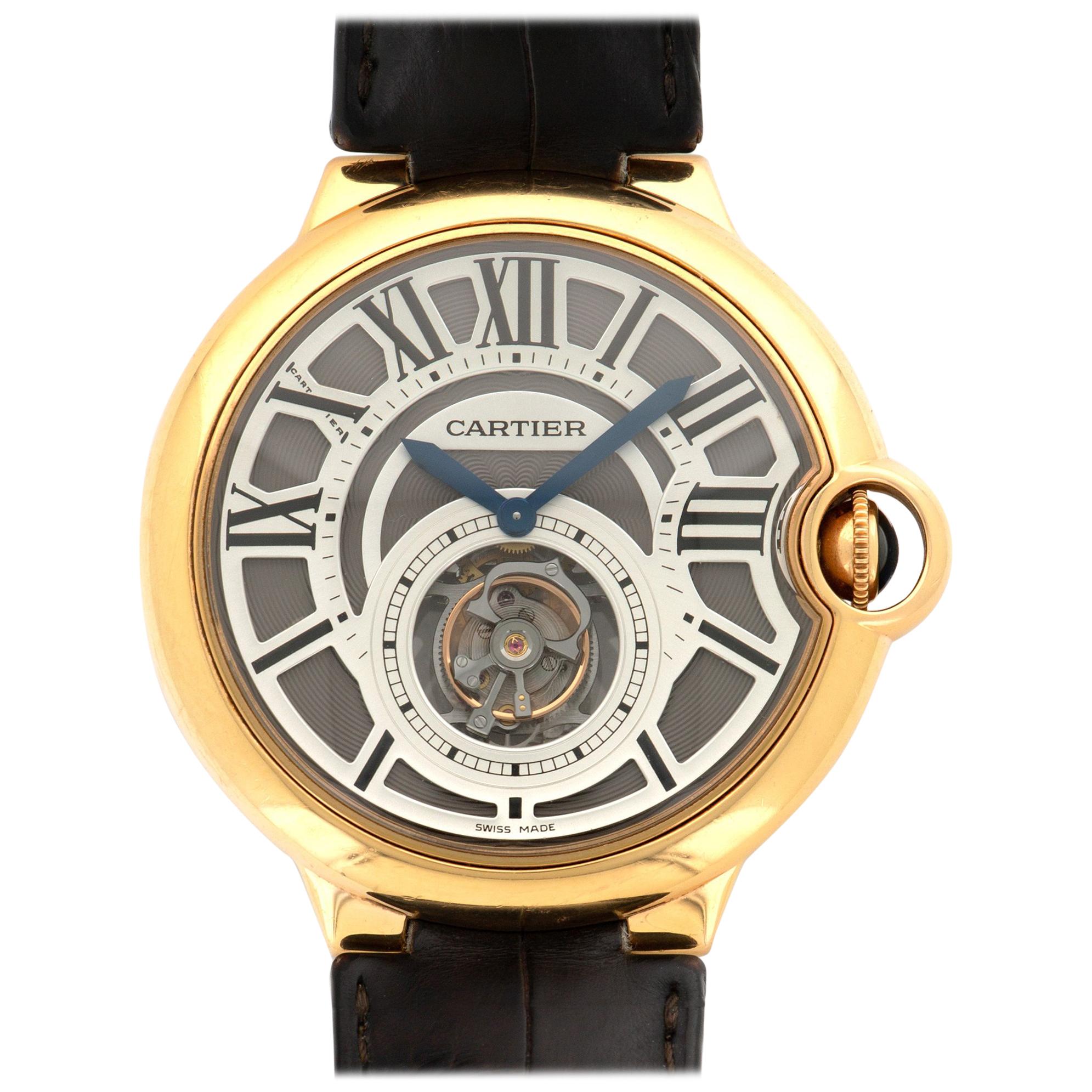 Cartier Rose Gold Ballon Bleu Flying Tourbillon Wristwatch  For Sale