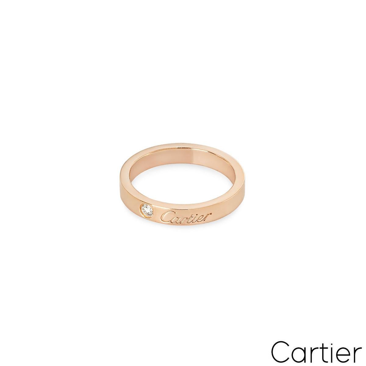 Cartier Rose Gold C de Cartier Diamond Wedding Ring Size 50 B4086400 In Excellent Condition For Sale In London, GB