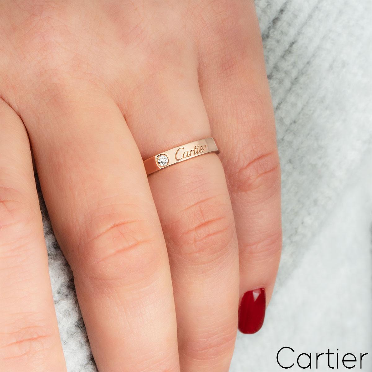 Cartier C de Cartier, bague de mariage en or rose avec diamants, taille 50 B4086400 Pour femmes en vente