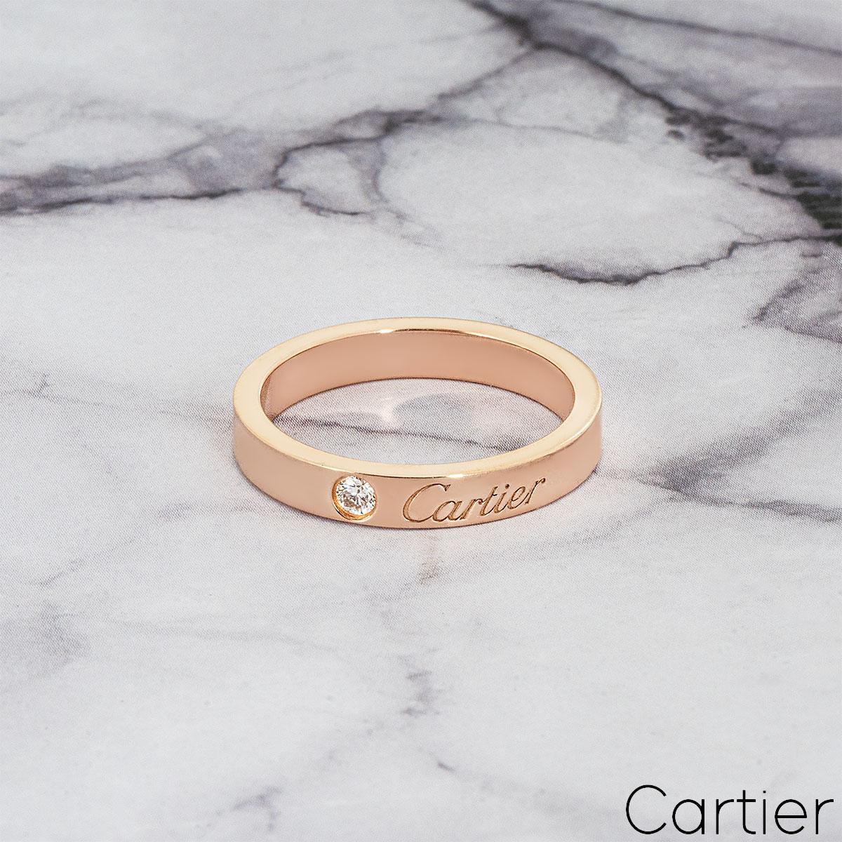 Cartier C de Cartier, bague de mariage en or rose avec diamants, taille 50 B4086400 en vente 1