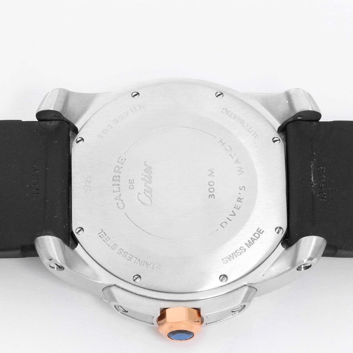  Cartier Montre-bracelet automatique Calibre de Cartier Diver à cadran noir en or rose Pour hommes 