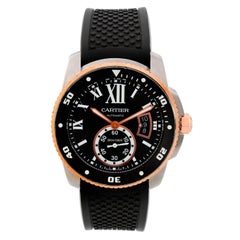 Cartier Montre-bracelet automatique Calibre de Cartier Diver à cadran noir en or rose
